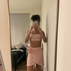 Pink co ord set with tie